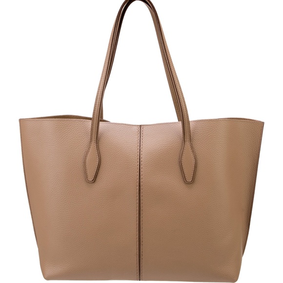 $1,265 Tod’s Logo Joy Blush Pebbled Leather Medium Shoulder Bag Nude Tan - Picture 3 of 10